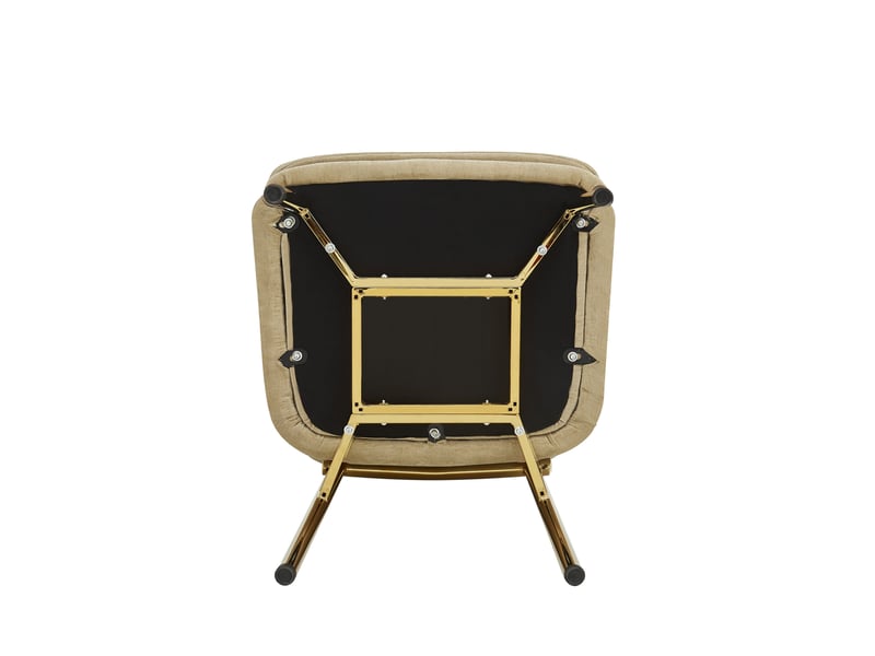  Lot de 2 chaises de salle à manger avec accoudoirs 61x59x78,5 cm, patins réglables, polyester et fer, marron et doré  - Conforama E