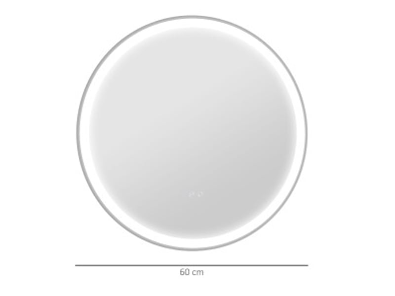  Miroir lumineux de salle de bain rond avec commande tactile, antibuée, cadre en aluminium blanc ø 60 cm  - Conforama C