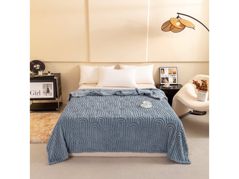  Plaid bleu à motifs design 150 x 200 cm kazoo PD009-BLE-150 - Conforama A