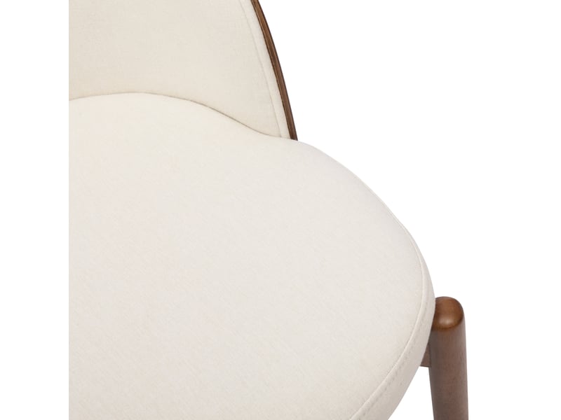  Lot de 4 chaises de salle à manger 57x49x74 cm – noyer – tissu en lin et dossier enveloppant  - Conforama E