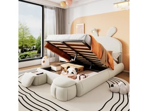 Lit coffre 140x200 cm <strong></strong>  <strong></strong> coloris beige