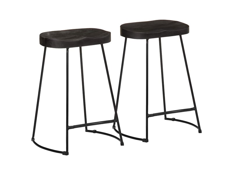  Lot de 2 tabouret de bar, chaise de bar noir 45x40x62 cm bois manguier massif  - Conforama B