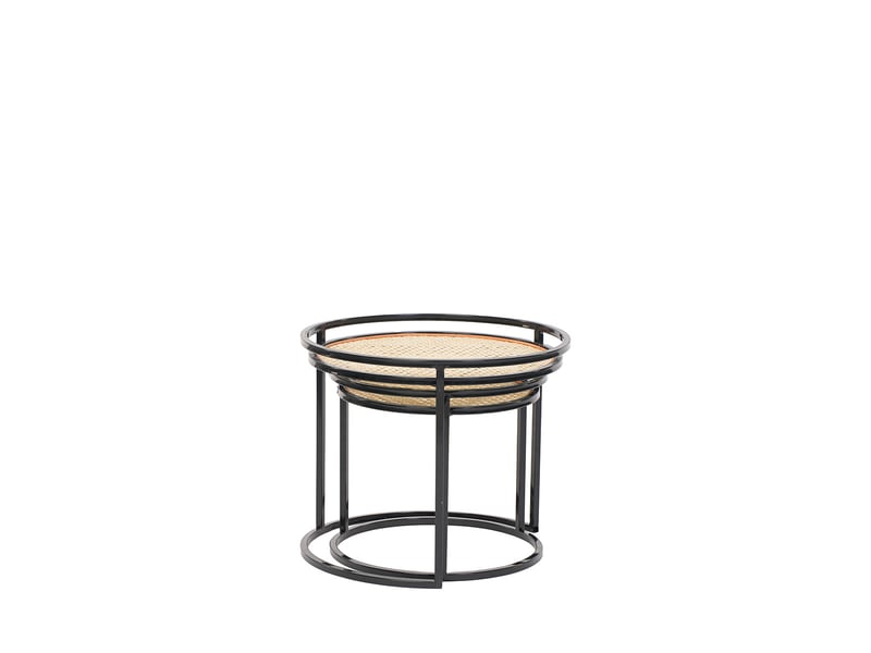  Tables gigognes (lot de 2) - métal et rotin - bari - noir 3MB11.05.02.01 - Conforama C