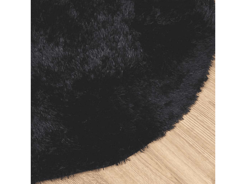  Tapis shaggy à poils longs navarra noir 120x120 cm polyester - comfortxl 4102902 - Conforama C