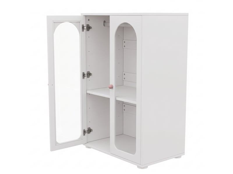  Lot de 2 armoires enfant 4 portes 160x50x120 cm mdf blanc et acrylique  - Conforama R