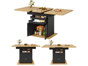 Table à manger extensible,110-140x80x76 cm,avec rangement,mdf,noir