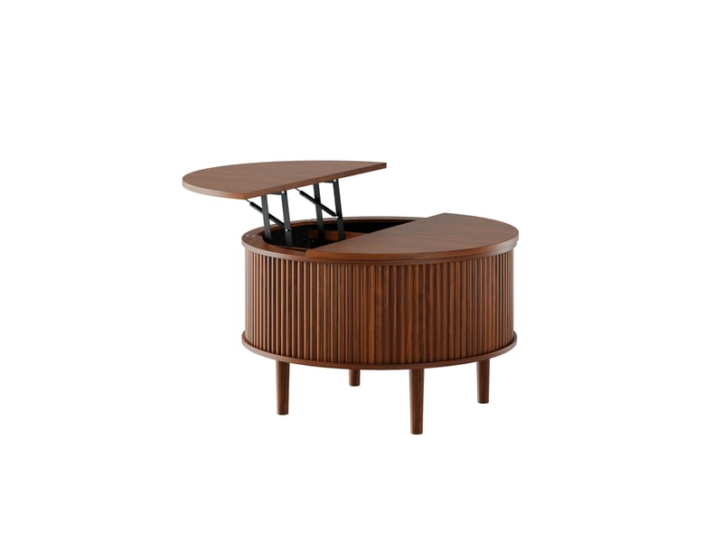  Table basse relevable avec rangement caché et plateaux hydrauliques, en panneaux de particules, marron, 80 × 80 × 51,5 cm  - Conforama A