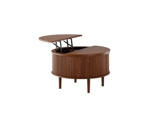 Table basse relevable avec rangement caché et plateaux hydrauliques, en panneaux de particules, marron, 80 × 80 × 51,5 cm