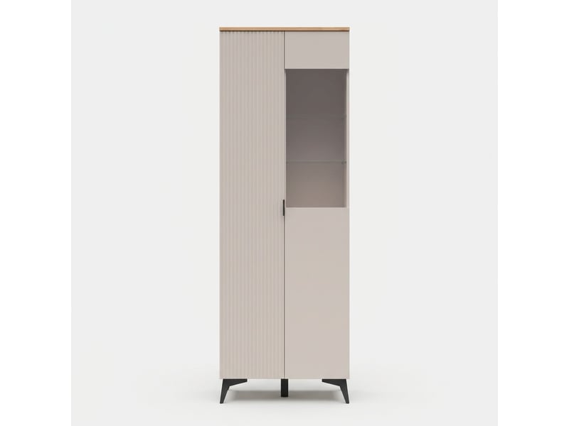  Vitrine haute de salon avec porte pleine et porte vitrée velton  - Conforama D