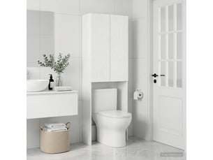 Armoire de toilette, meuble de toilette delft blanc 66x25.5x190 cm
