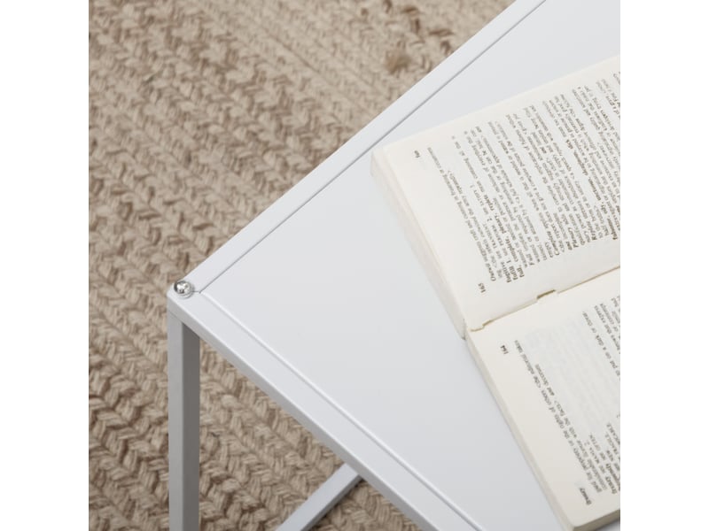  Tables basses gigognes carrées lot de 2 pour salon en acier 40×40×40 et 35×35×35 cm blanc  - Conforama D