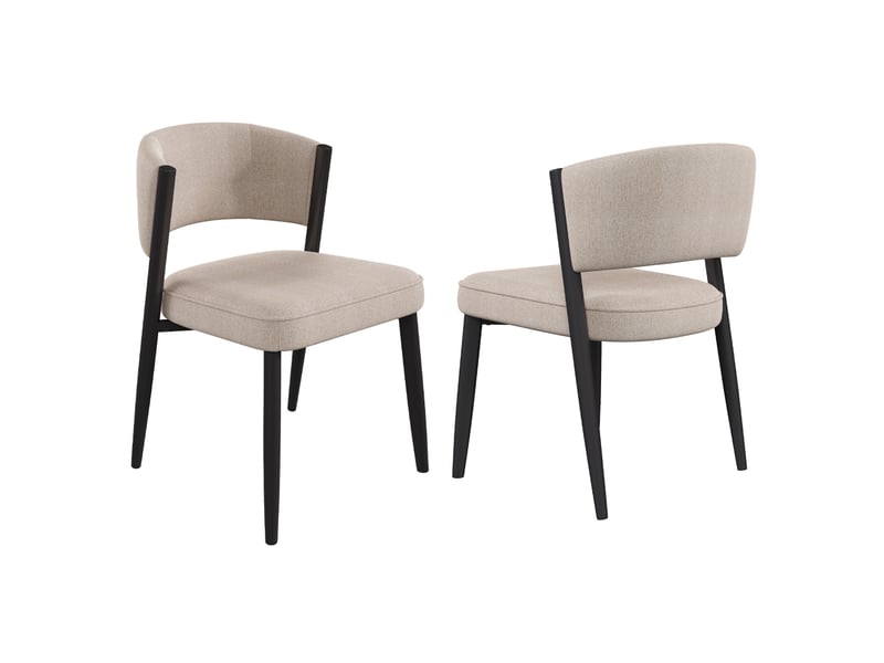 Chaise de salle à manger en tissu chenille avec mousse 25d, dossier incurvé et pieds métalliques, lots de 2, 4 ou 6 - Conforama A