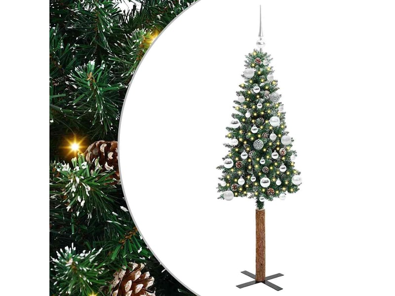 Sapin de noël, arbre de noël mince vert 150 cm pvc et bois de pin massif shl5084  - Conforama A