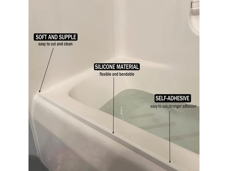 Shower threshold water dam,self adhesive silicone waterproof barrier bathroom and kitchen shower water stopper guard for dry and wet - Conforama E