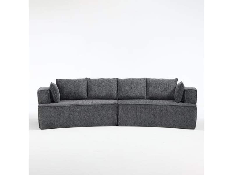  Canapé incurvé modulable - 302 x 115 x 65 cm-dunkelgrau - canapé design en velours côtelé avec mousse à mémoire de forme et ressorts  - Conforama A
