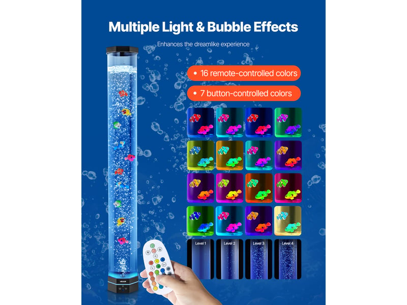  Vevor lampe à bulles 10 poissons flottants 1 m 16 effets de couleur télécommande  - Conforama C