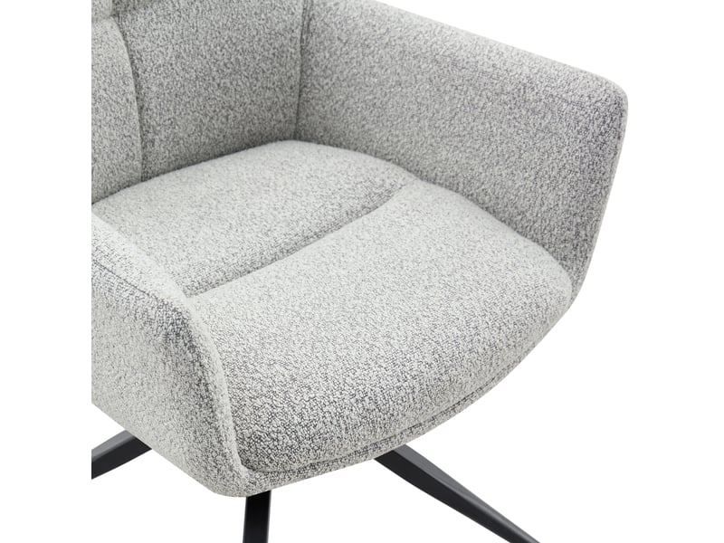  Lot de 2 chaises pivotantes 360°, chaises de salle à manger, dossier ergonomique et accoudoirs, métal, gris clair+noir  - Conforama E