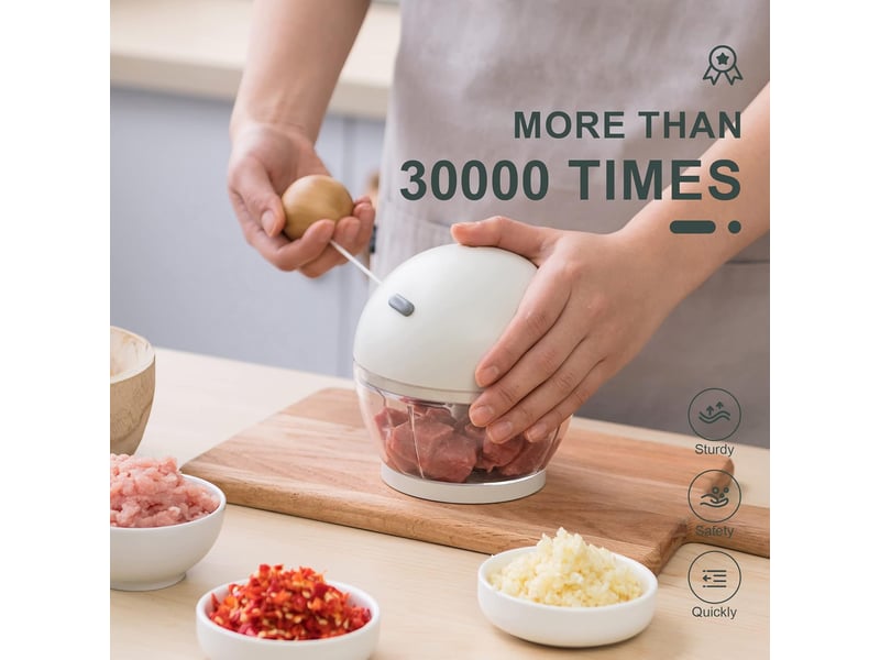  Hachoir manuel, hachoir manuel pour fruits et légumes avec 3 lames en acier inoxydable, mini mixeur avec corde pour légumes, viandes, noix, oignons (  - Conforama C
