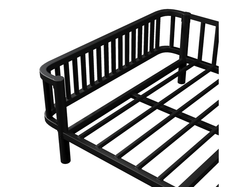  Lit banquette 140x200 cm, lit de jour avec sommier à lattes en acier, structure en métal, noir evarich - Conforama D