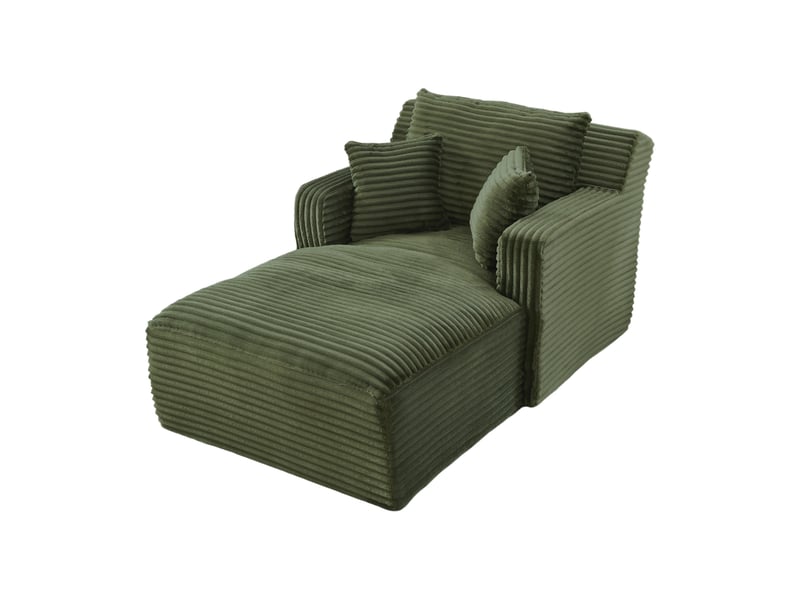  Méridienne convertible relax  - assise moelleuse, canapé-lit sans montage, velours côtelé - vert  - Conforama A
