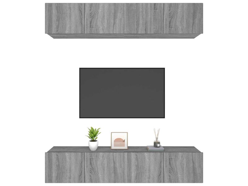  Lot de 4 meuble tv bas salon sonoma gris 80x30x30 cm bois d'ingénierie  - Conforama D
