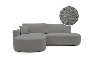 Canapé d'angle réversible convertible LOUNGITUDE KIARA 5 places Tissu bouclette Gris foncé