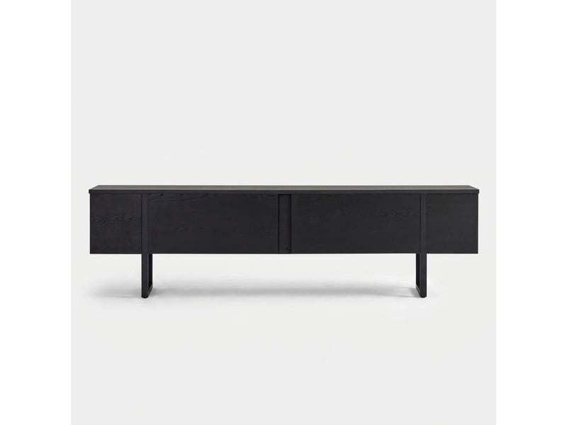  Support tv mobile moderne avec portes onera et pieds noirs - noir  - Conforama E