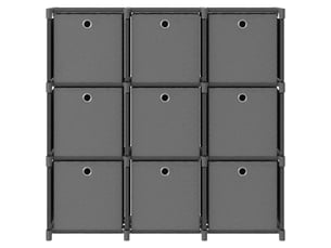 Étagère à 9 cubes avec boîtes gris 103x30x107,5 cm tissu