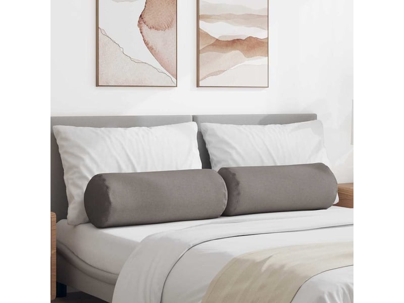 Lot de 2 coussins d'accent, coussins décoratifs, coussins lombaires tissu taupe ø 25 x 70 cm cf56709 - Conforama B