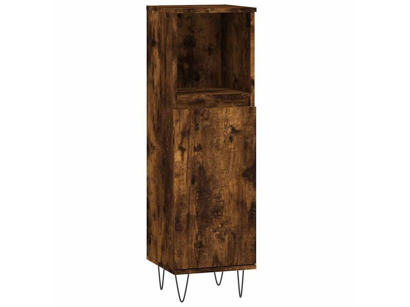 Amoire de salle de bain chêne fumé 30x30x100cm bois d'ingénierie shl5641  - Conforama A
