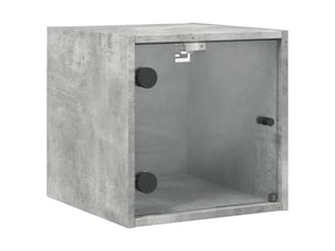 Table de chevet - cabinet de chevet - table de nuit avec porte en verre gris béton 35x37x35 cm