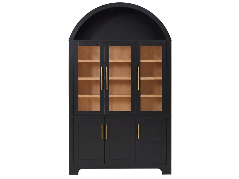 Buffet vitrine,110x40x185 cm,avec rangement,mdf et panneaux de particules,noir - Conforama E