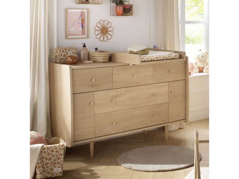 Chambre bébé évolutive my love, lit 140x70 évolutif et commode à langer - chêne vintage  - Conforama E