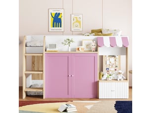 Lit mezzanine 90x200 cm <strong>MERAX</strong> <strong>lit enfant rose</strong> coloris rose