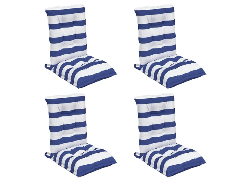 Lot de 4 coussins d'extérieur, coussins de chaise tissu rayé bleu et blanc cf56424 - Conforama C