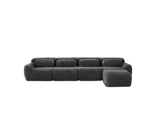 Canapé d'angle modulable 4 places gris tissu peluche sans montage design contemporain salon