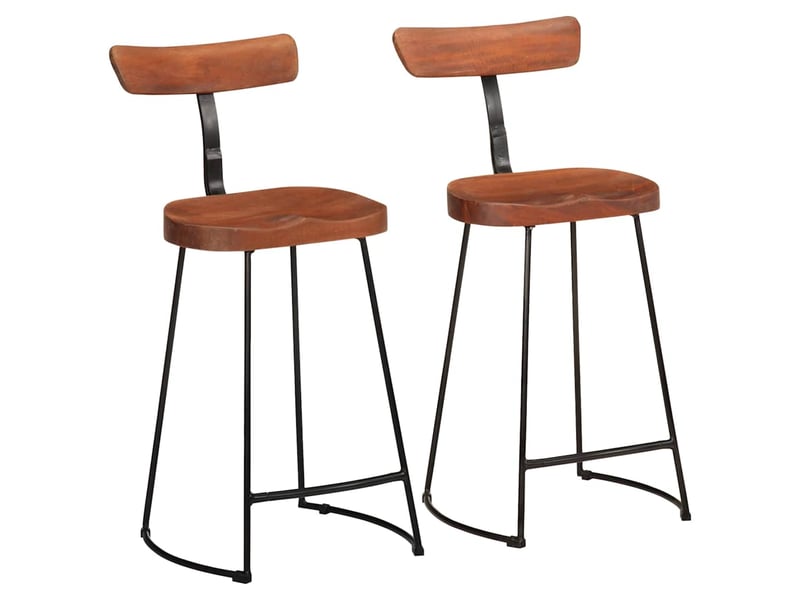  Lot de 2 tabouret de bar, chaise de bar 49x43x88 cm bois de manguier massif  - Conforama B