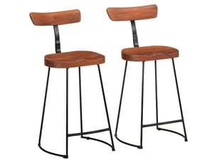 Lot de 2 tabouret de bar, chaise de bar 49x43x88 cm bois de manguier massif