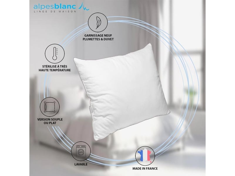  Oreiller valan double couches en plumes et duvet - fabrication française - ultra moelleux - souple ou plat  - Conforama C