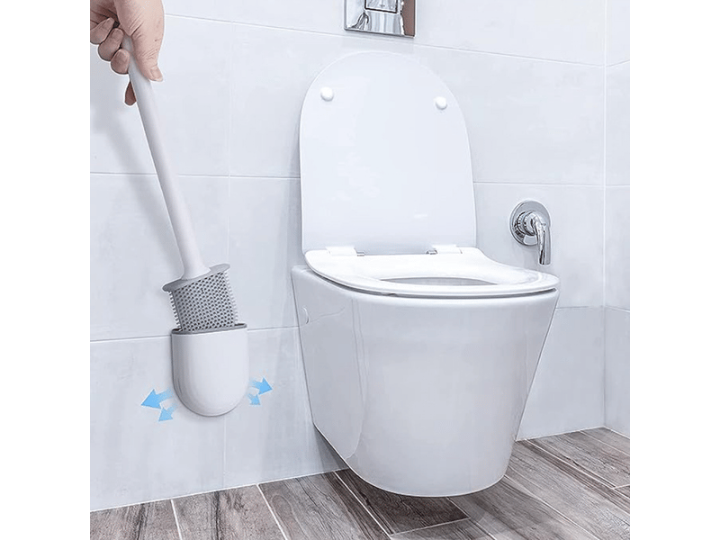  Brosse de toilette en silicone, brosse de toilette en silicone et support avec poils doux et poignée antidérapante. Brosse de toilette en silicone  - Conforama C