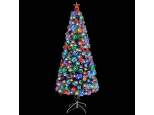 Sapin de noël, arbre de noël artificiel pré-éclairé blanc et bleu fibre optique shl9556