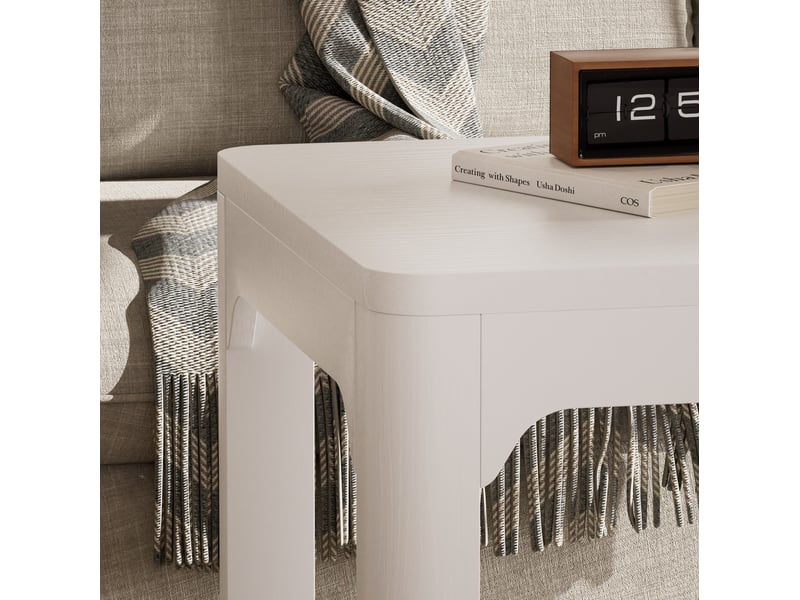  Table basse 100 x 50 x 44,5 cm – blanc – 2 niveaux de rangement, plateau 3 cm, design moderne et épuré  - Conforama E