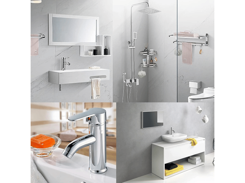  Mitigeur d'évier, eau chaude et froide, levier unique, pour évier, salle de bain, argent  - Conforama E