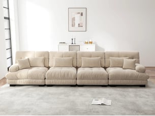 Canapé d'angle droit fixe LEYTN  4 places Tissu marron
