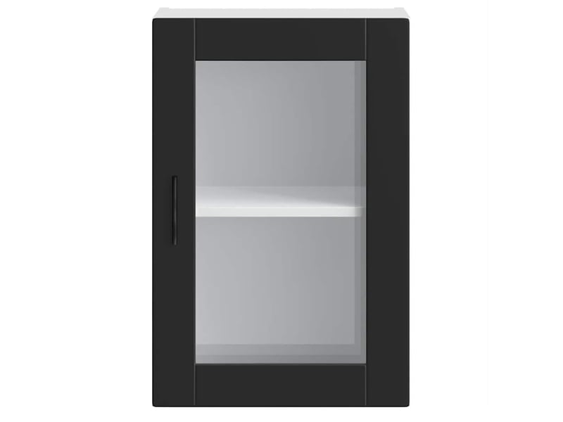 Meuble de rangement, armoire murale de cuisine avec porte en verre porto noir - Conforama E