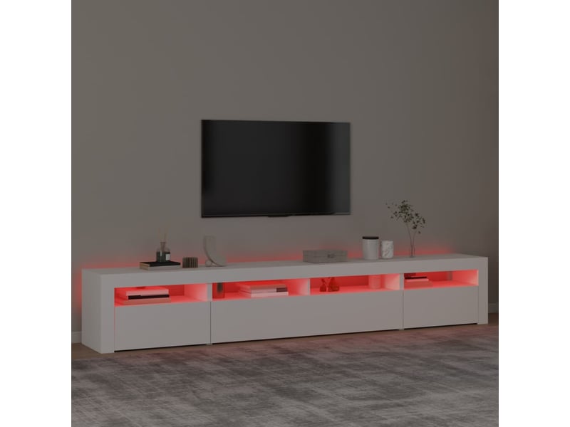  Meuble tv - banc tv - meuble de rangement avec lumières led blanc 240x35x40 cm  - Conforama E