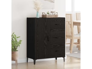 Buffet - bahut - meuble de rangement chêne noir 69,5 x 34 x 90 cm bois d'ingénierie