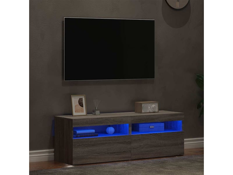  Meubles tv - banc tv - meuble de rangement 2 pcs avec lumières led sonoma gris 60x35x40 cm  - Conforama B