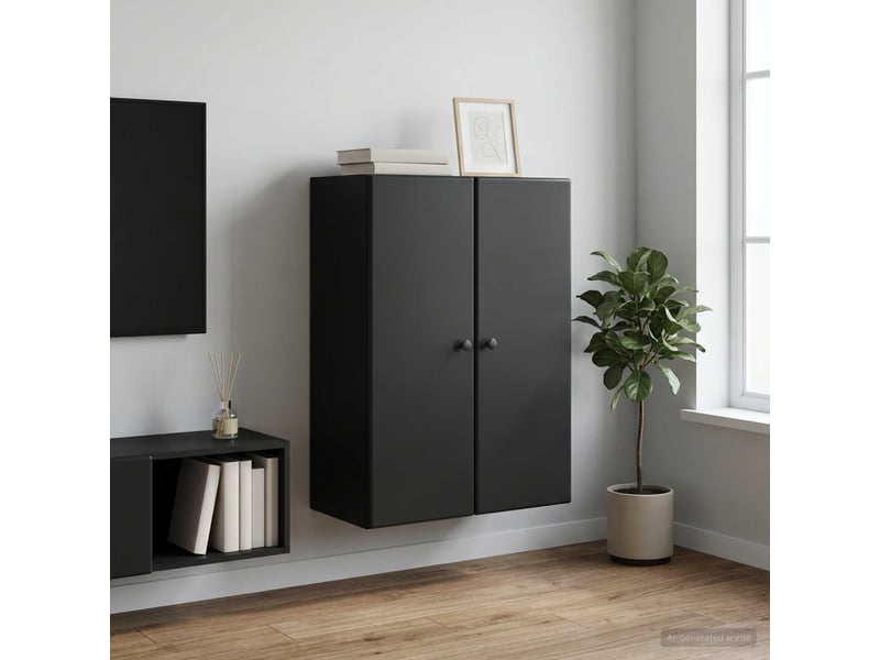  Armoire murale salon, meuble de rangement 66 x 34,5 x 90 cm bois d'ingénierie noir shl1028  - Conforama B