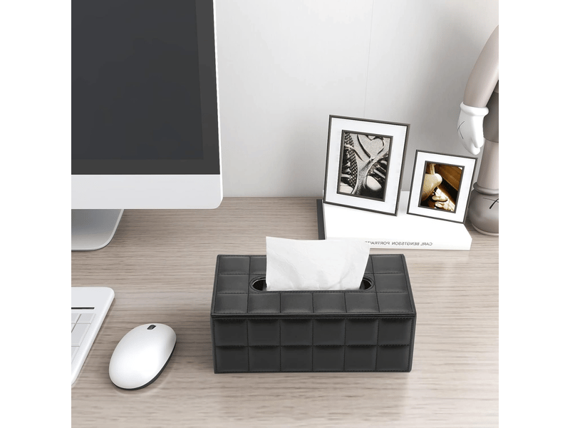  Boîte à mouchoir rectangulaire en cuir (noir) boîte en papier tendance  - Conforama E
